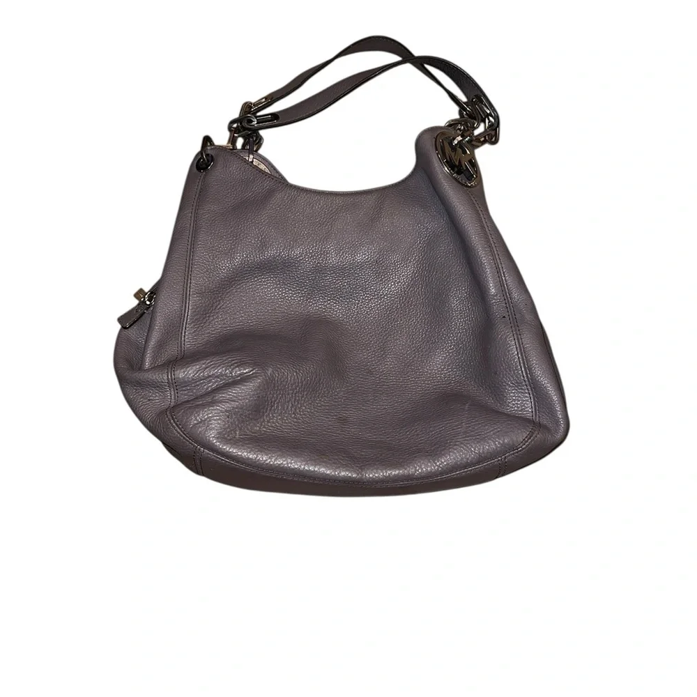 MK Michael Kors Elegant Gray Leather Shoulder Bag
